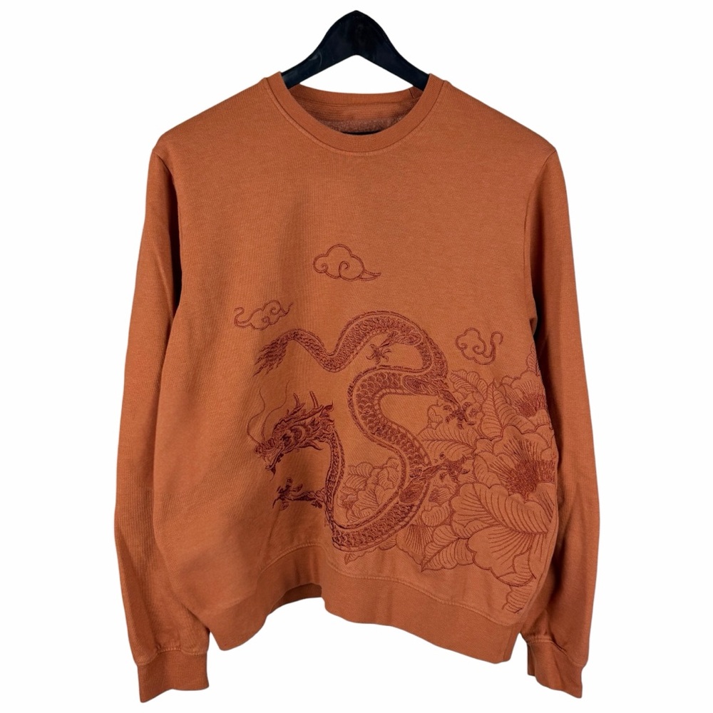 Mens Y2K Blind Rooster Embroidered Dragon Streetwear Sweatshirt Size M